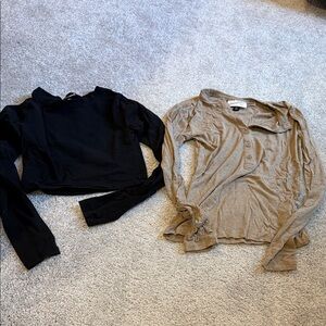 Fashion Nova Black and Tan Button Down Shirts